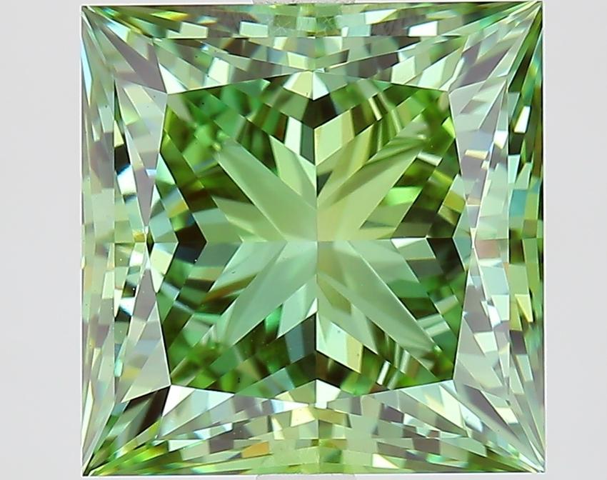 5.41 Ct. Fancy Vivid Green Princess Lab Grown Diamond