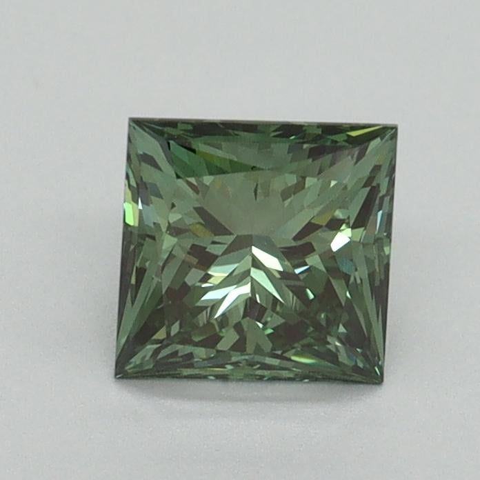 0.91 Ct. Fancy Vivid Green Princess Lab Grown Diamond