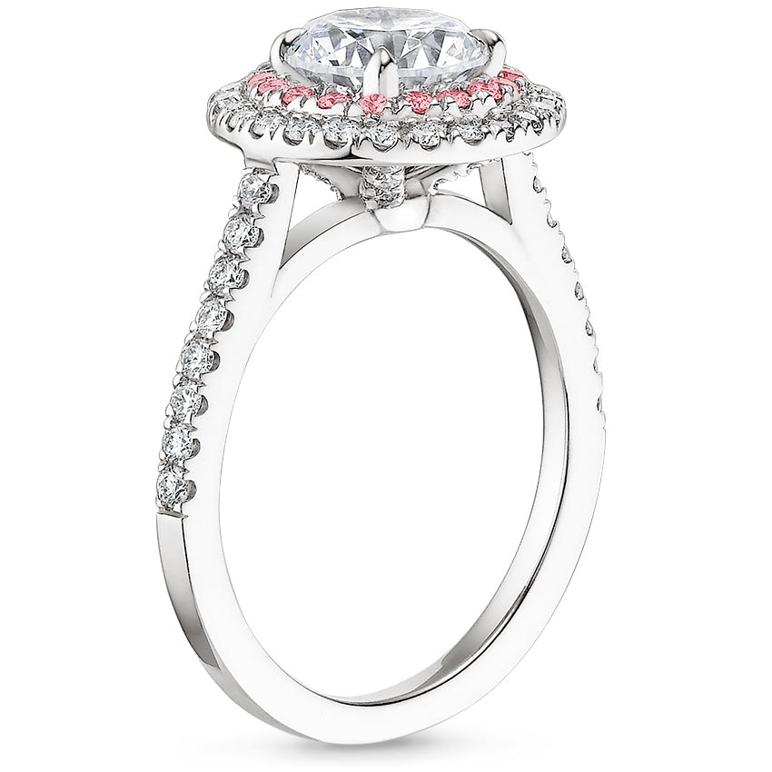 18K White Gold Soleil Diamond Ring with Pink Lab Diamond Accents (1/2 ct. tw.), large side view