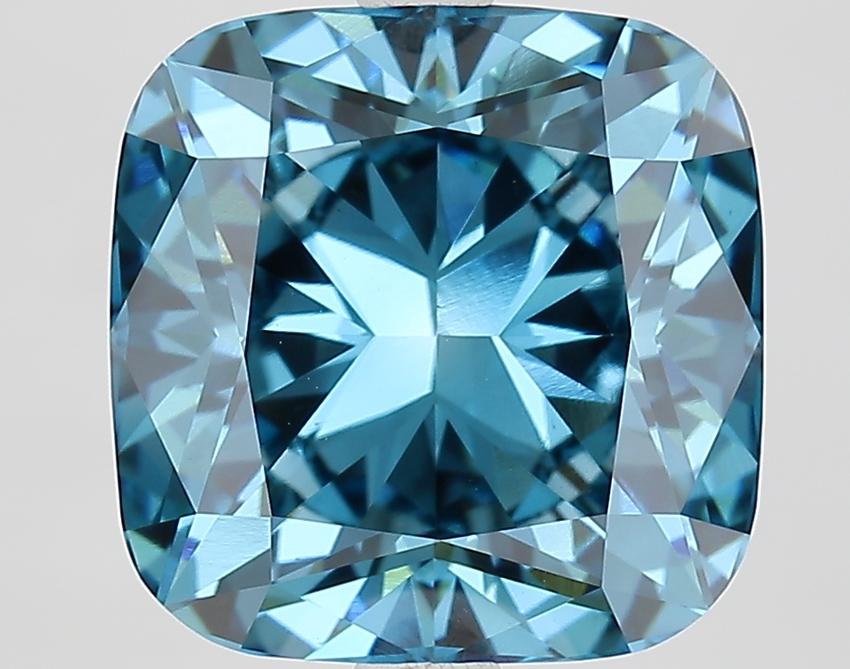 5.25 Ct. Fancy Vivid Blue Cushion Lab Grown Diamond