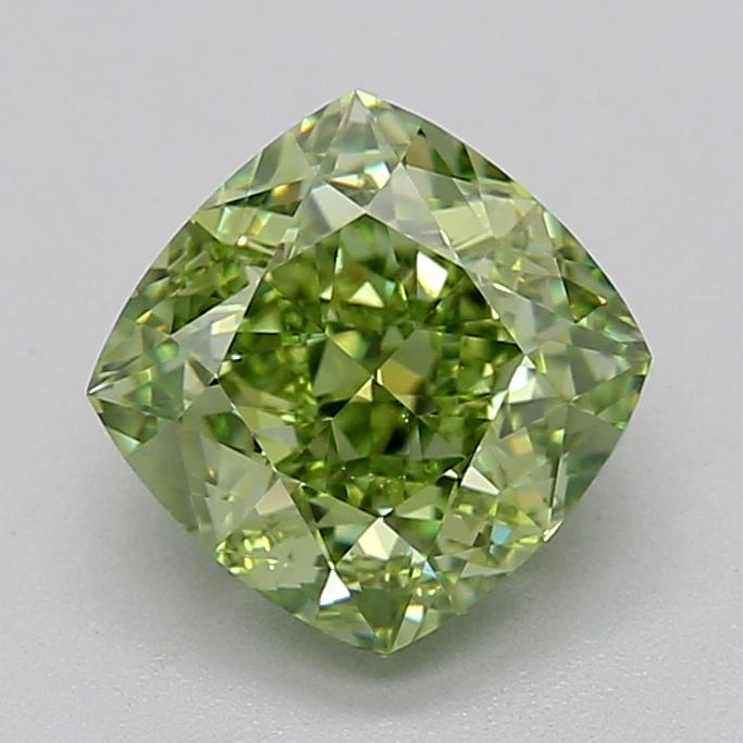 2.01 Ct. Fancy Vivid  Green Cushion Lab Grown Diamond