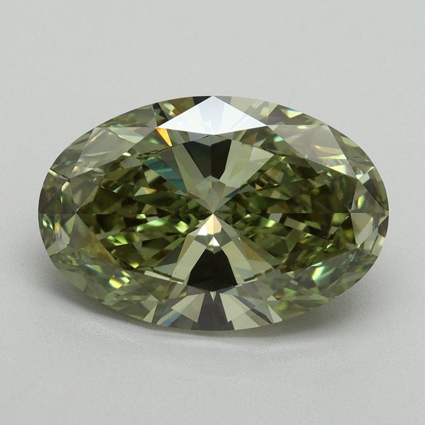 3.98 Ct. Fancy Vivid Green Oval Lab Grown Diamond