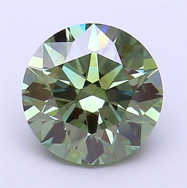 2.09 Ct. Fancy Vivid  Green Round Lab Grown Diamond