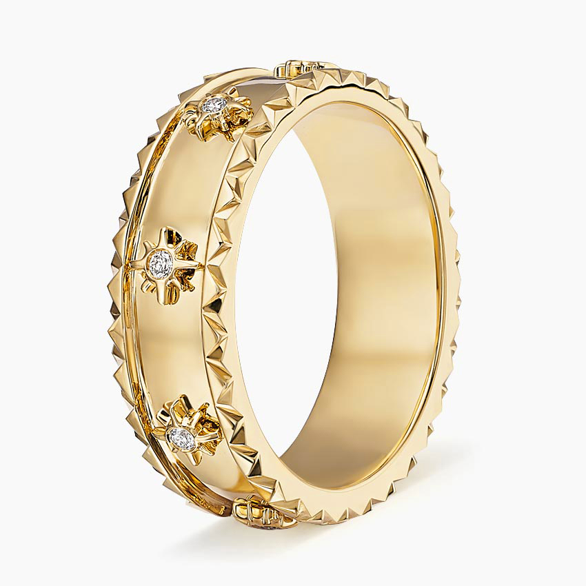14K Yellow Gold Sol Starburst Diamond Ring
