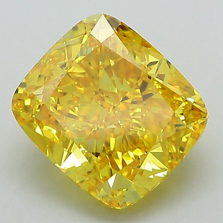 2.50 Ct. Fancy Vivid Yellow Cushion Lab Grown Diamond