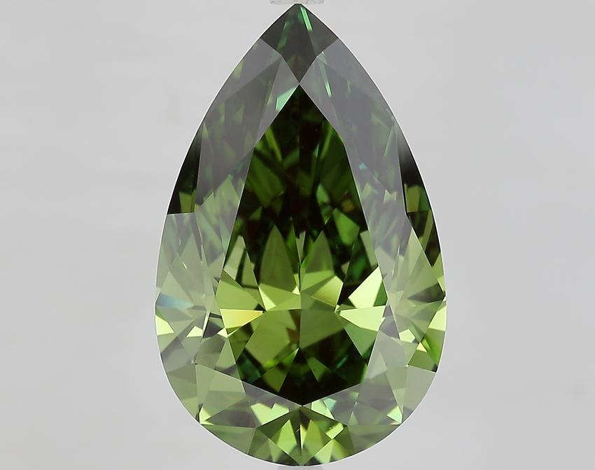 9.23 Ct. Fancy Vivid Green Pear Lab Grown Diamond