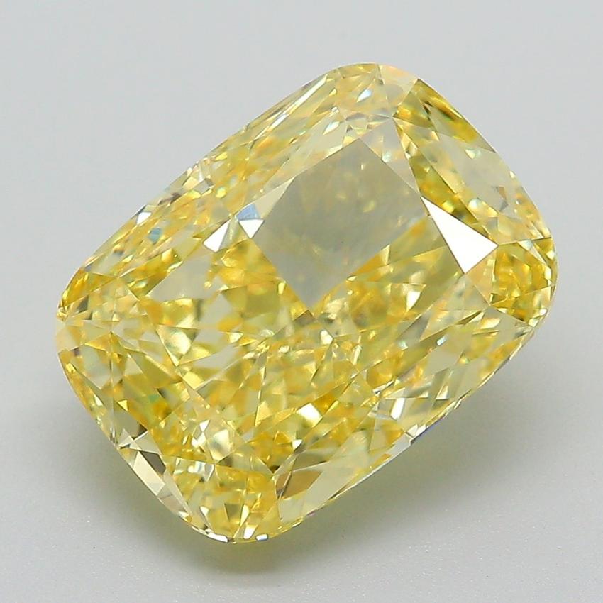 5.08 Ct. Fancy Vivid Yellow Cushion Lab Grown Diamond
