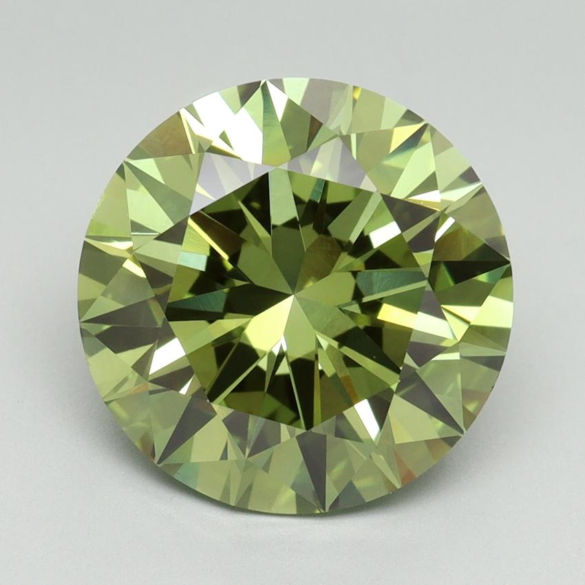 5.04 Ct. Fancy Vivid Green Round Lab Grown Diamond
