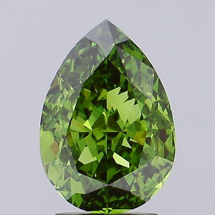 3.14 Ct. Fancy Vivid Green Pear Lab Grown Diamond