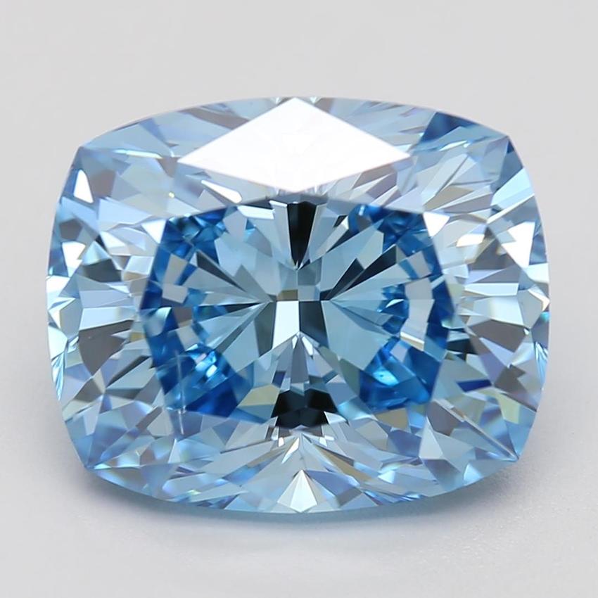 3.34 Ct. Fancy Vivid Blue Cushion Lab Grown Diamond