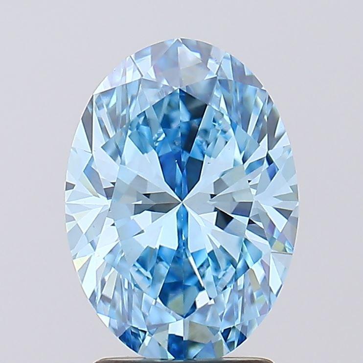 2.47 Ct. Fancy Vivid Blue Oval Lab Grown Diamond