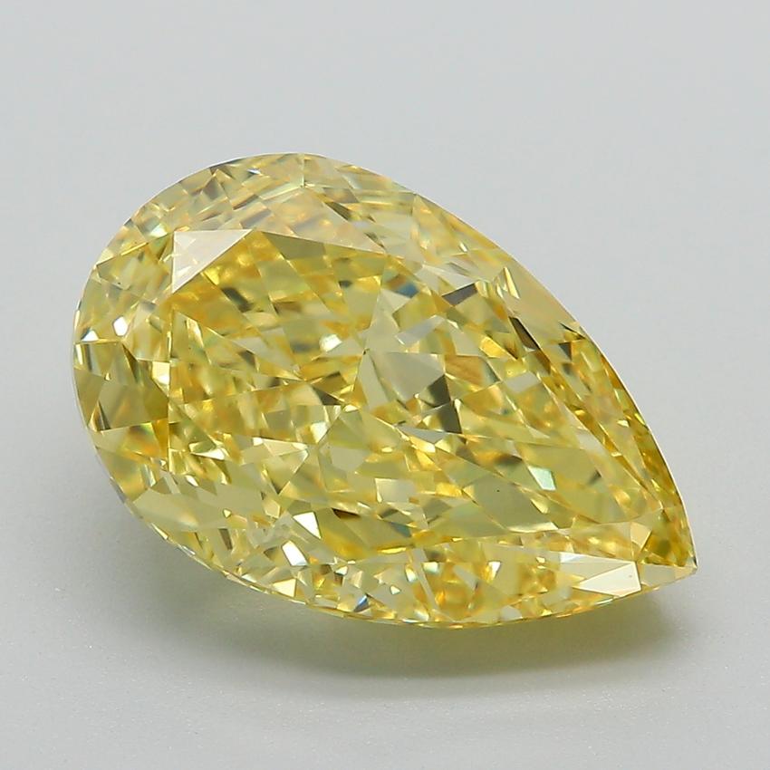 6.14 Ct. Fancy Vivid Yellow Pear Lab Grown Diamond