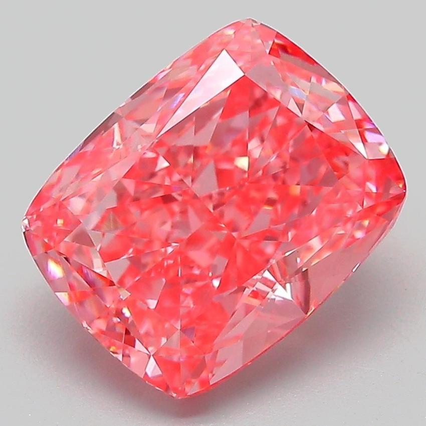 4.13 Ct. Fancy Vivid Pink Cushion Lab Grown Diamond