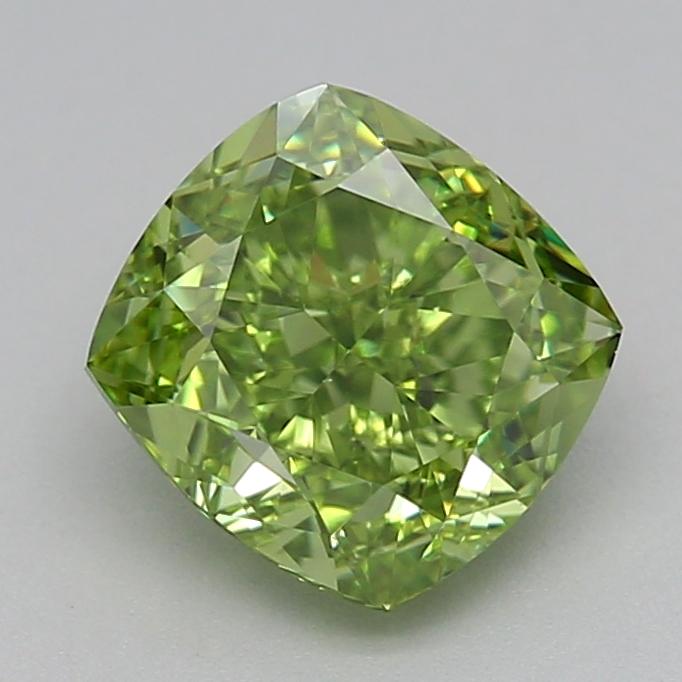 1.60 Ct. Fancy Vivid Green Cushion Lab Grown Diamond