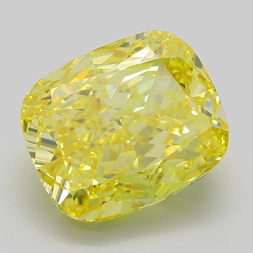 9.01 Ct. Fancy Vivid  Yellow Cushion Lab Grown Diamond
