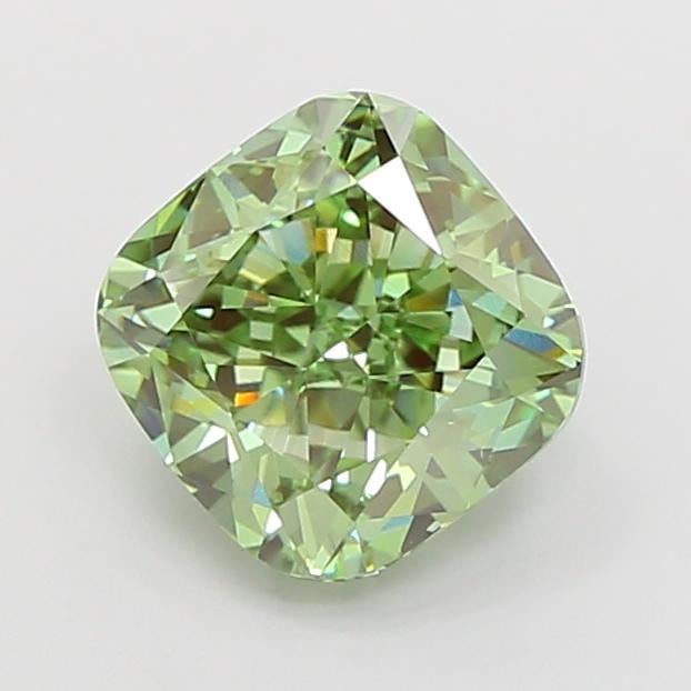 2.03 Ct. Fancy Vivid Green Cushion Lab Grown Diamond