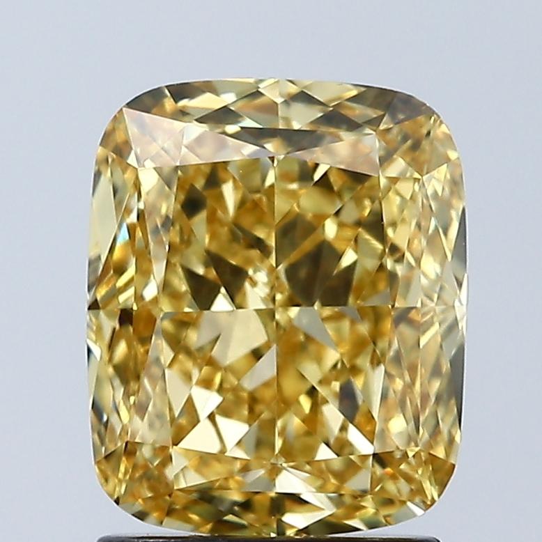 2.07 Ct. Fancy Vivid Yellow Cushion Lab Grown Diamond