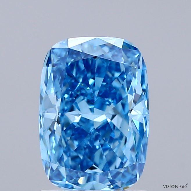 1.47 Ct. Fancy Vivid Blue Cushion Lab Grown Diamond