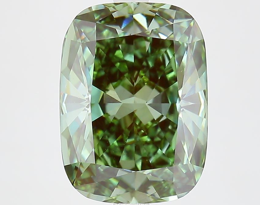 5.00 Ct. Fancy Vivid Green Cushion Lab Grown Diamond