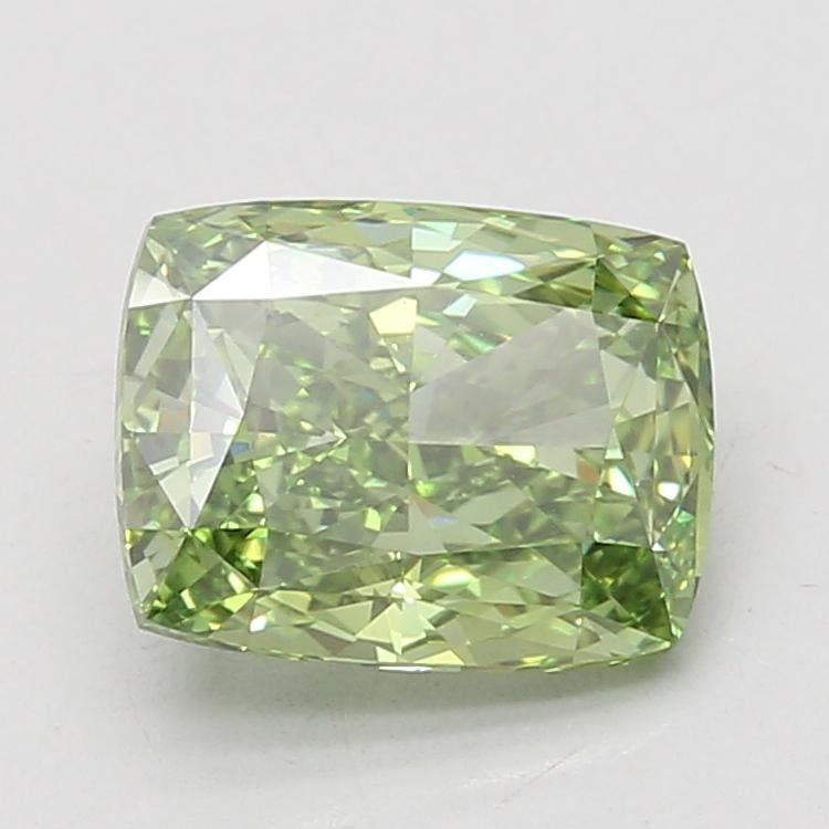 3.09 Ct. Fancy Vivid Green Cushion Lab Grown Diamond