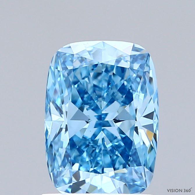 1.52 Ct. Fancy Vivid Blue Cushion Lab Grown Diamond