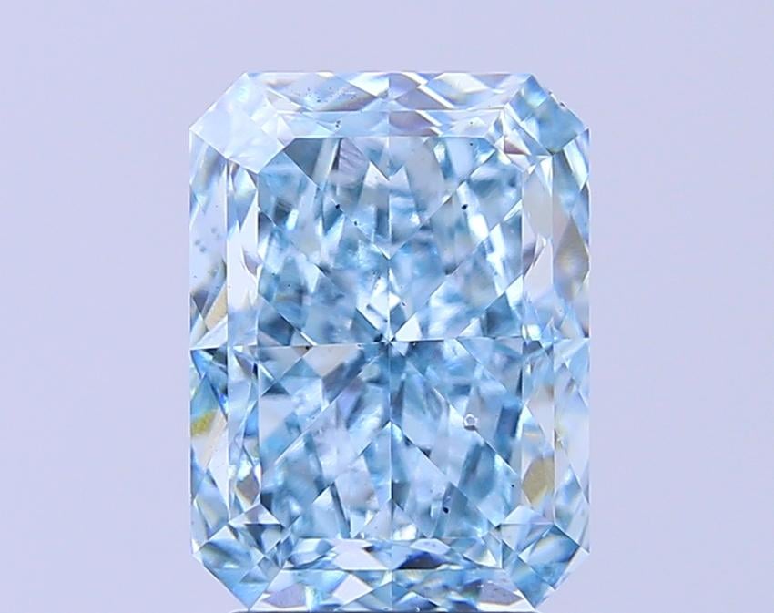 4.00 Ct. Fancy Vivid Greenish Blue Radiant Lab Grown Diamond