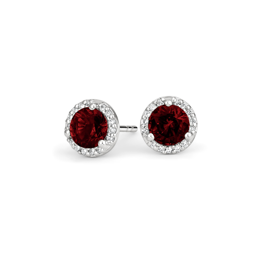 Garnet and Diamond Earrings in 10K White Gold  AnnLouise Jewellers