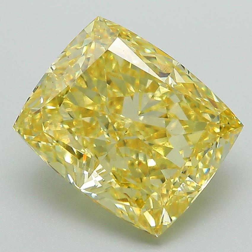 6.00 Ct. Fancy Vivid Yellow Cushion Lab Grown Diamond