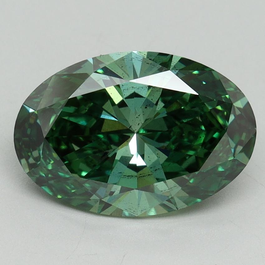 2.98 Ct. Fancy Vivid Green Oval Lab Grown Diamond