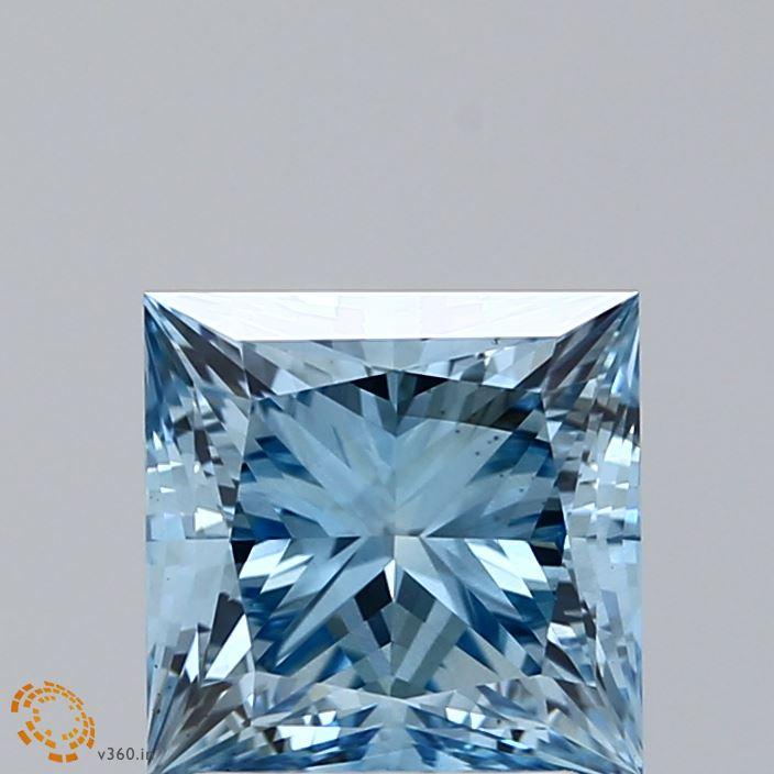 2.60 Ct. Fancy Vivid Blue Princess Lab Grown Diamond
