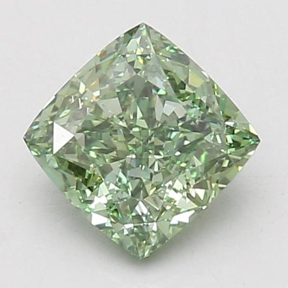 1.58 Ct. Fancy Vivid Green Cushion Lab Grown Diamond