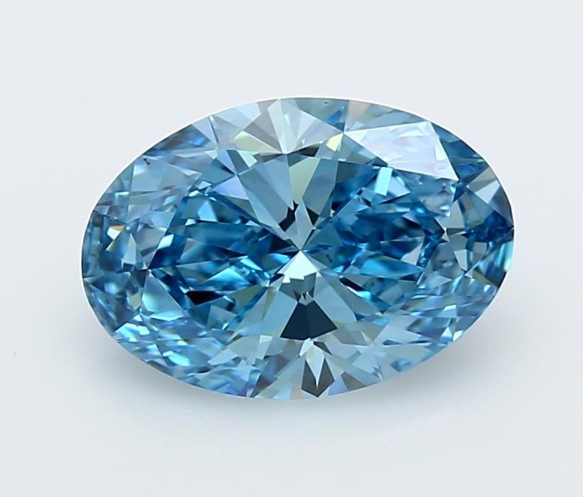 3.01 Ct. Fancy Vivid  Blue Oval Lab Grown Diamond