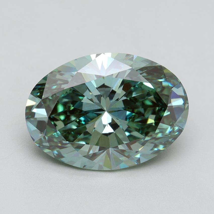 6.01 Ct. Fancy Vivid Green Oval Lab Grown Diamond