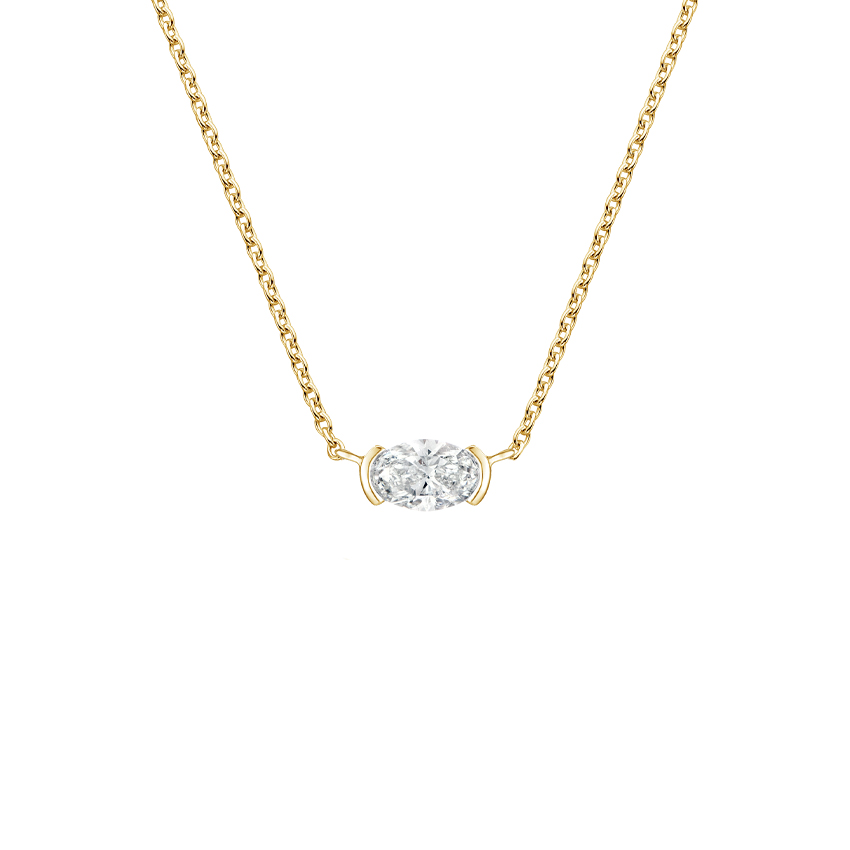 Semi Bezel Oval Diamond Necklace 