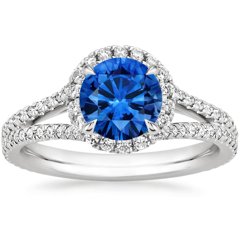 Sapphire Fortuna Diamond Ring in 18K White Gold