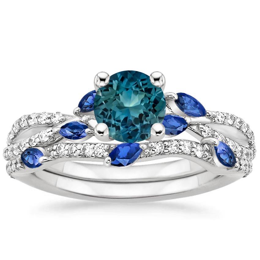 Sapphire Luxe Willow Sapphire and Diamond Bridal Set in Platinum