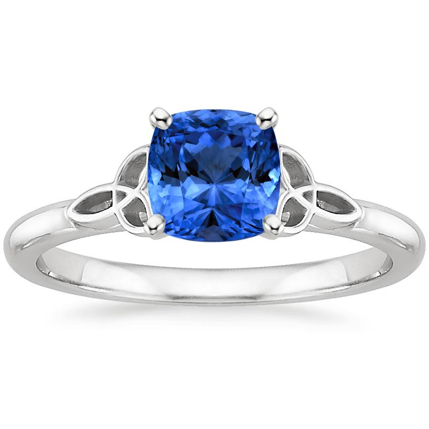 Sapphire Celtic Love Knot Ring in Platinum