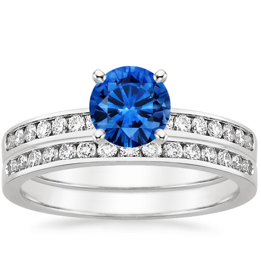 Sapphire Petite Channel Set Round Matched Set in 18K White Gold