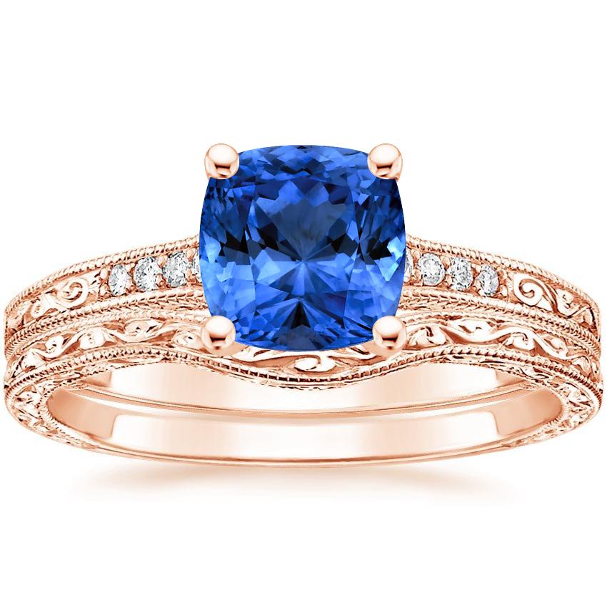 Sapphire Contoured Luxe Hudson Diamond Matched Set in 14K Rose Gold