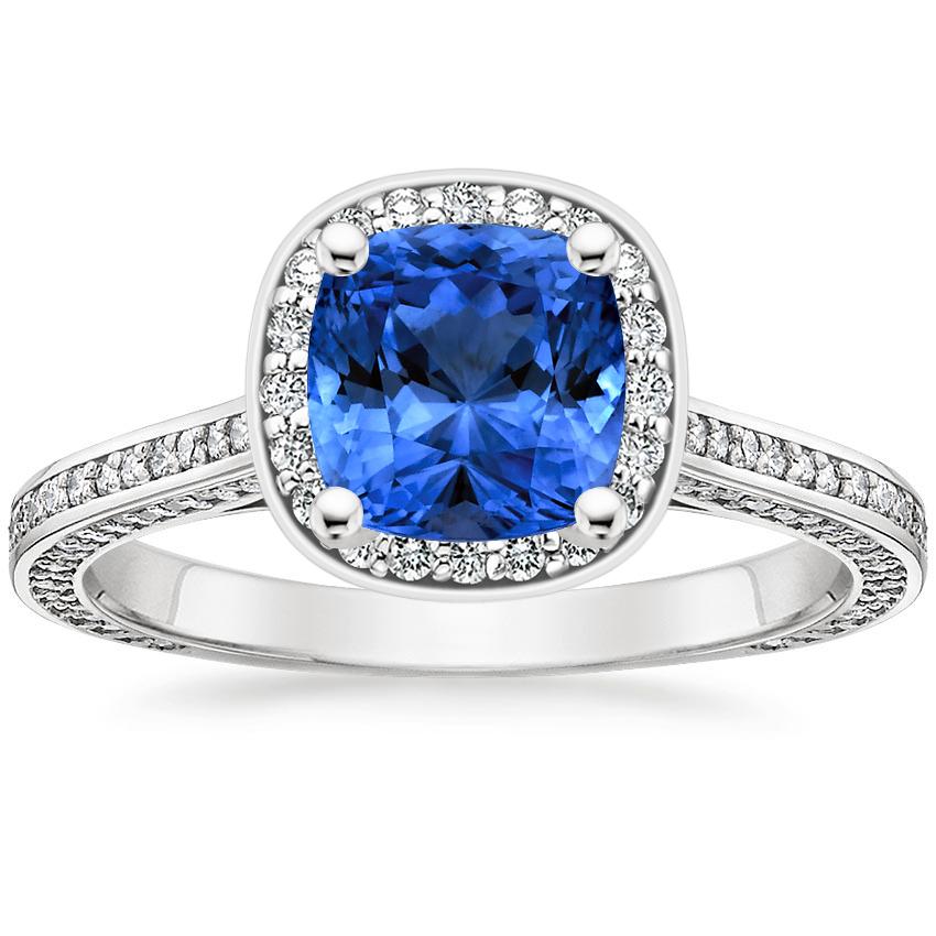 Sapphire Enchant Halo Diamond Ring (2/3 ct. tw.) in Platinum