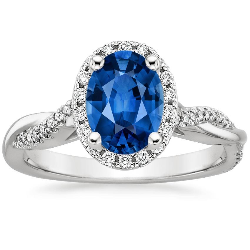 Sapphire Petite Twisted Vine Halo Diamond Ring (1/4 ct. tw.) in Platinum