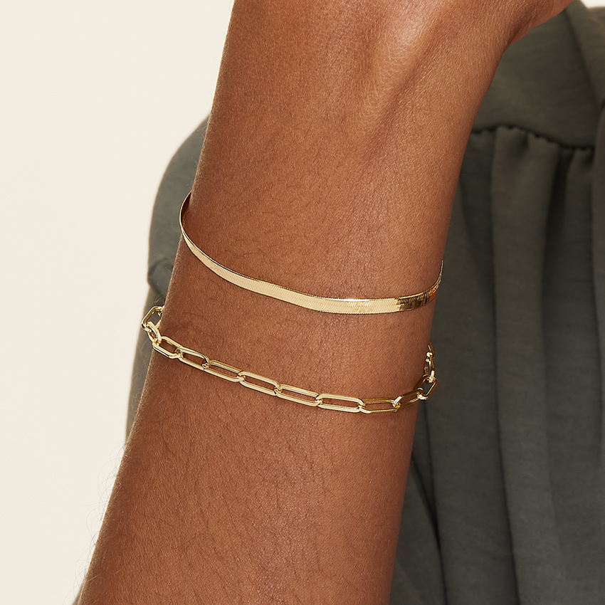 14K Yellow Gold Devon Paperclip Chain Bracelet (Large)
