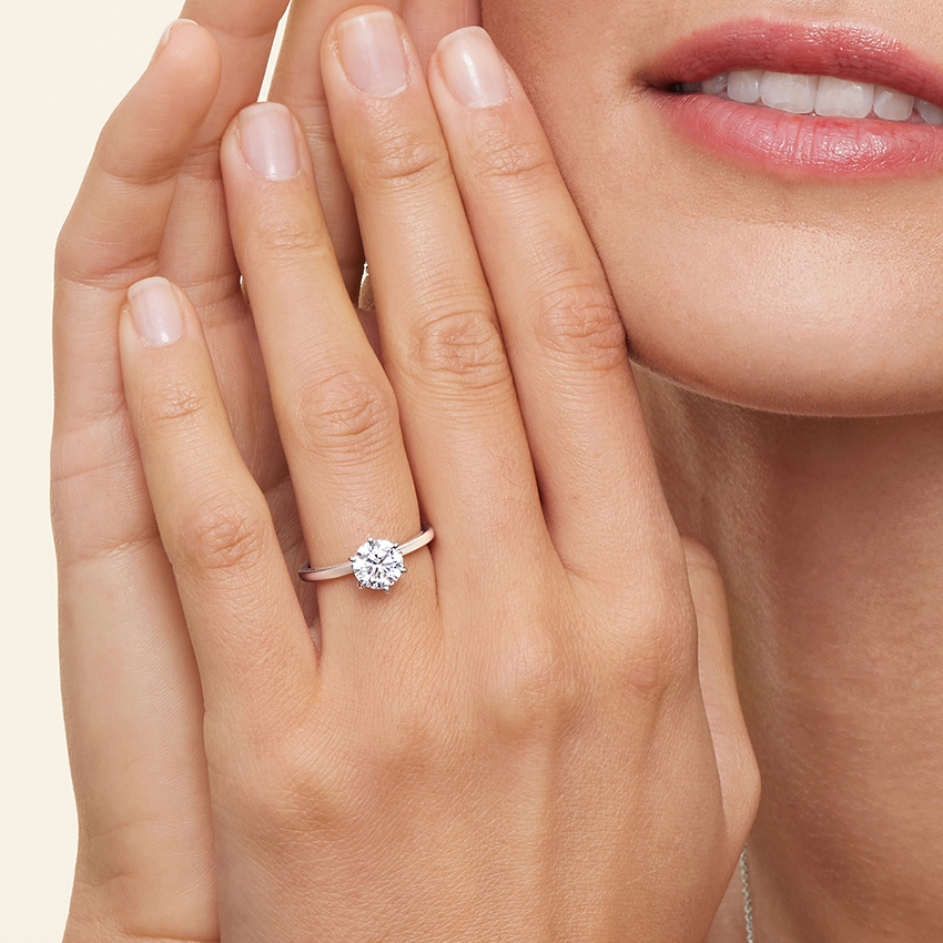 18K White Gold 1.5mm Six-Prong Petite Comfort Fit Solitaire Ring