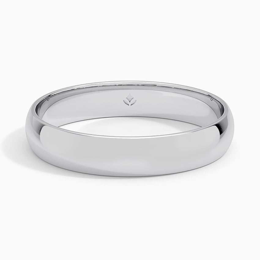14K White Gold Slim Profile 4mm Wedding Ring, large top view