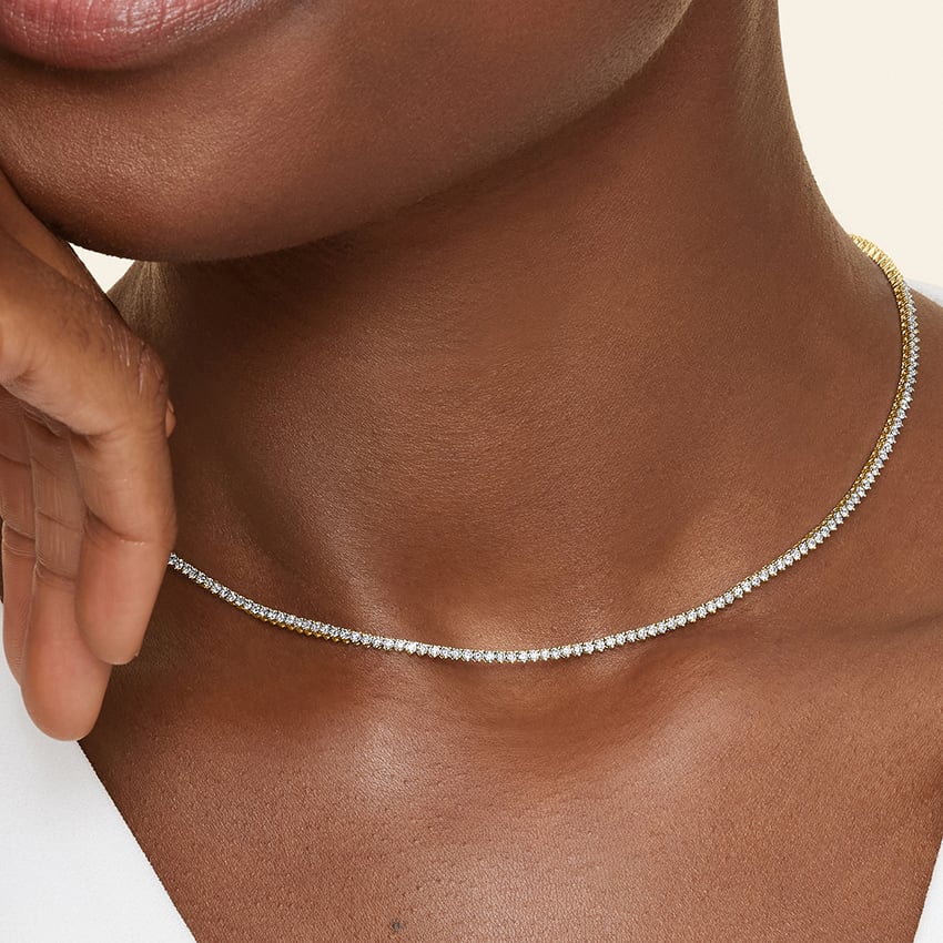 14K Yellow Gold Lab Diamond Tennis Necklace (3 ct. tw.)