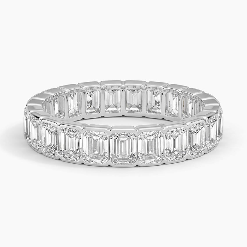 14K White Gold Semi-Bezel Emerald Cut Eternity Lab Diamond Ring (3 ct. tw.)