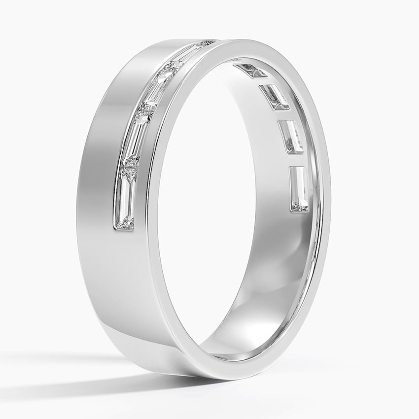 18K White Gold Austin Baguette Lab Diamond 5.5mm Wedding Ring