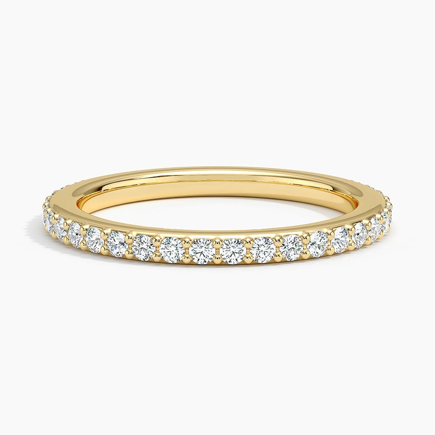18K Yellow Gold Petite Shared Prong Three-Quarter Coverage Diamond Ring (3/8 ct. tw.)