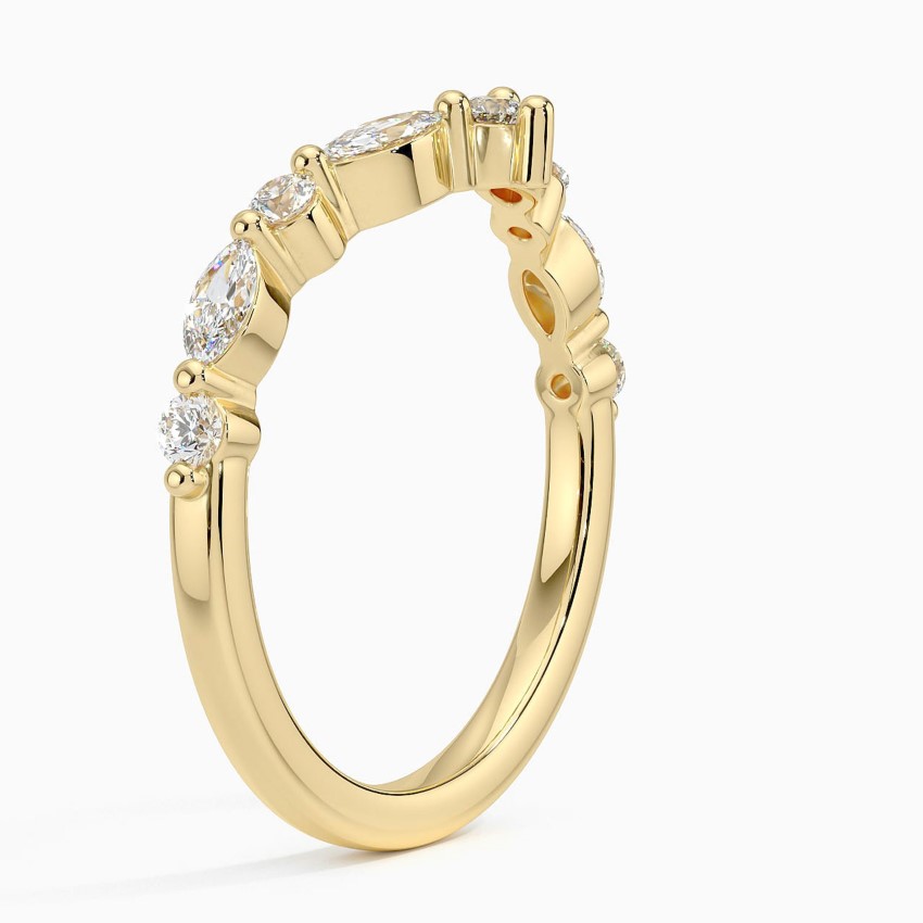 18K Yellow Gold Curved Versailles Lab Diamond Ring