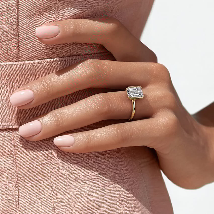 18K Yellow Gold Annika Half Bezel Solitaire Ring